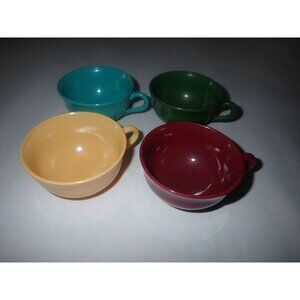 Vintage Hazel Atlas Ovide Platonite Moderntone Tea Cup Lot red teal yellow green